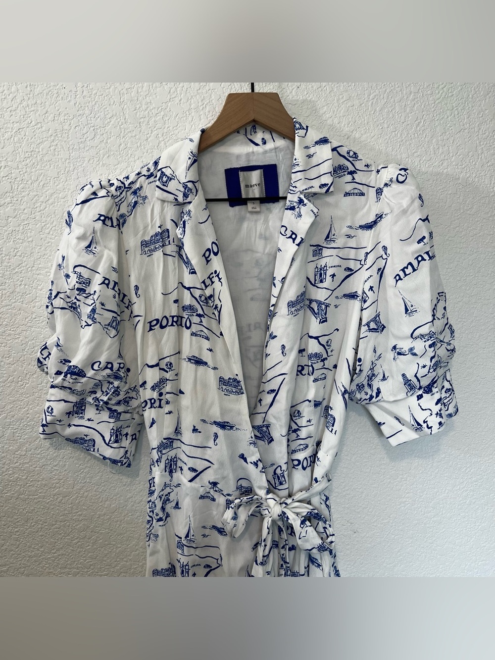 Anthropologie Maeve Short Sleeve Collared Wrap Mini Dress- Size Small - Picture 5 of 12